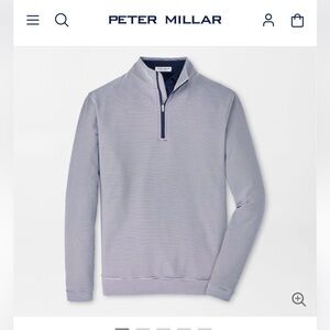 Peter Millar Striped Navy and White Button-Up Shirt